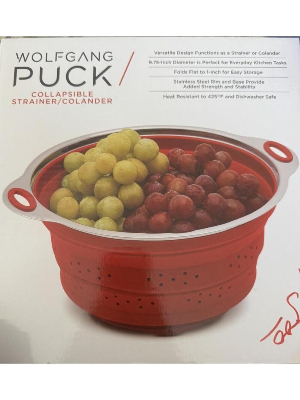 Wolfgang Puck Collapsible Red Silicone Strainer/Colander
